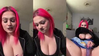 Big Titty Goth Twitch Streamer Masturbates With Dildo