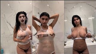Mia Khalifa Nude Wet T-shirt Shower Tease