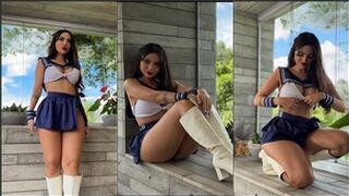 Nyvi Estephan Sexy School Girl Strip Tease