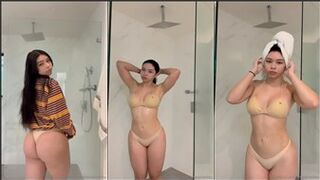 Aishah Sofey Nude Bikini Shower Strip