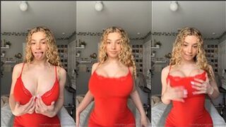 kira pregiato Red Dress Boobs Tease