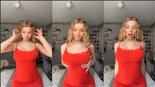 Kira Pregiato Sexy Red Dress Boobs Shake Onlyfans Video Leaked